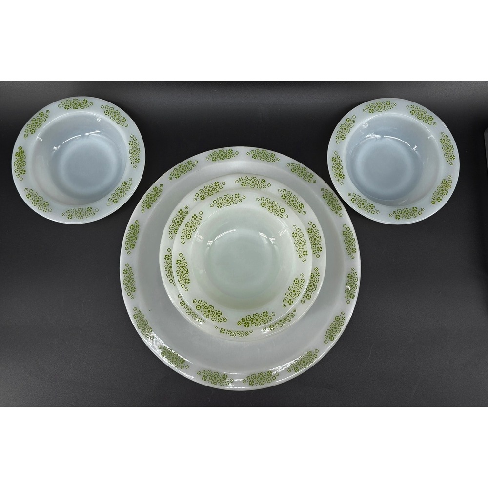 5 Piece Vtg Anchor Hocking Placesetters Springwood 1 Plate & 4 Bowls 70s Flowers